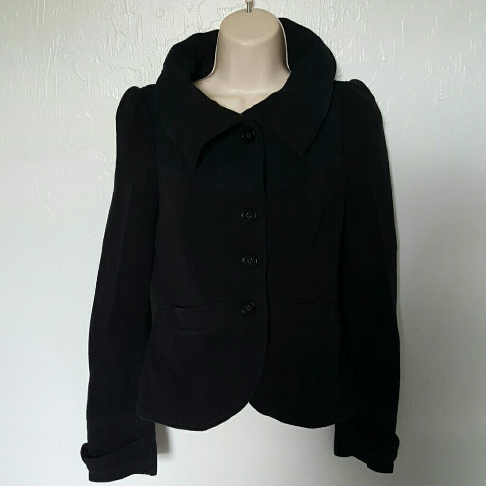 Free People Women Blazer Jacket 2 Black Lined Two Pocket Trendy